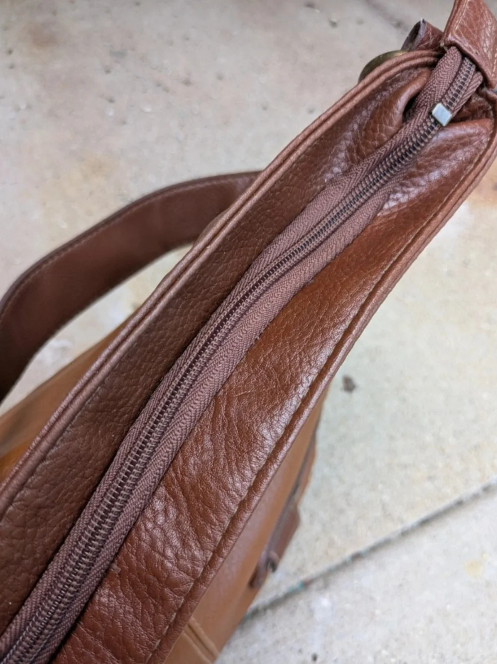 Brown Boho Shoulder Bag with Brass Detail